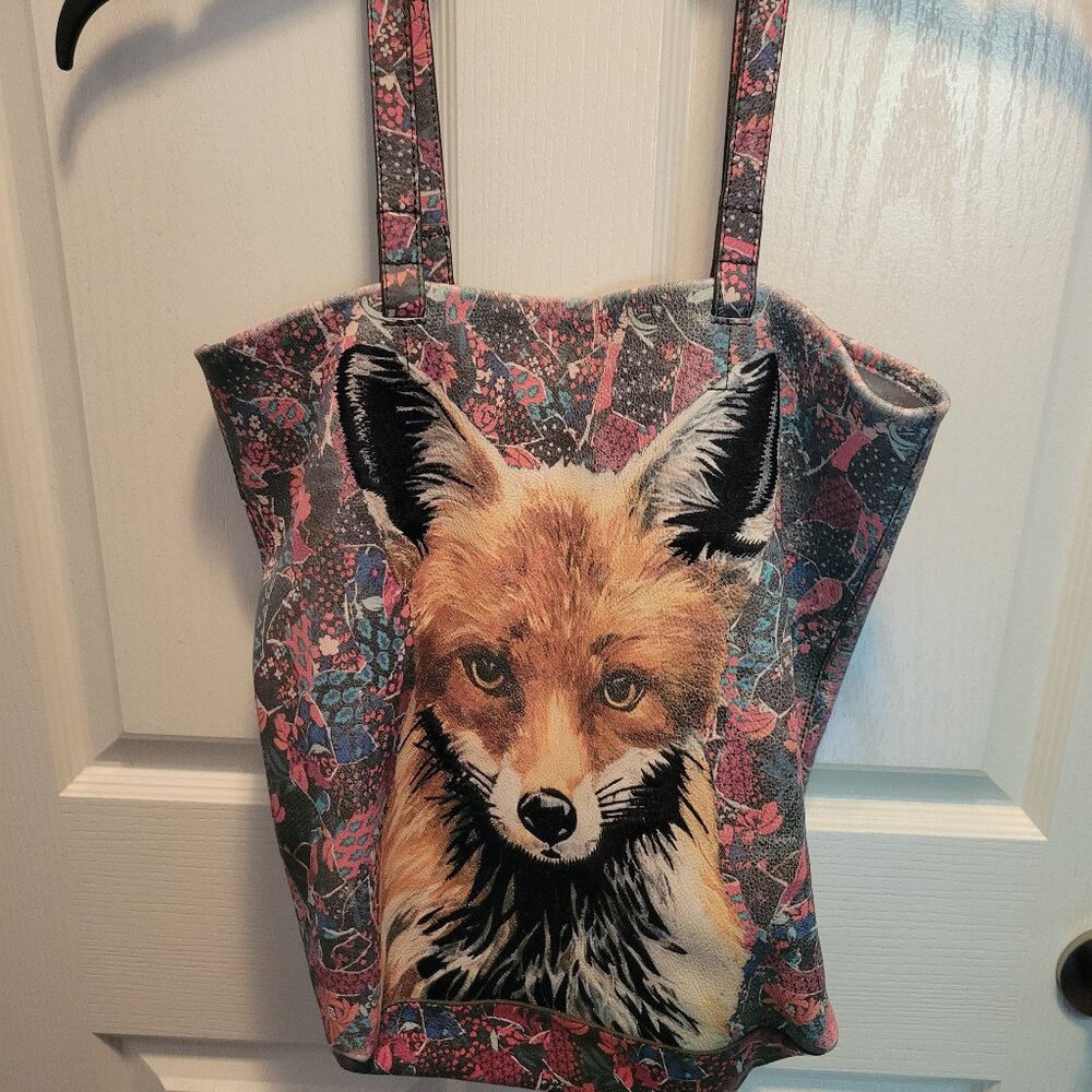 Anthropologie Ashley Lane Animal Portrait Tote Bag Fox
